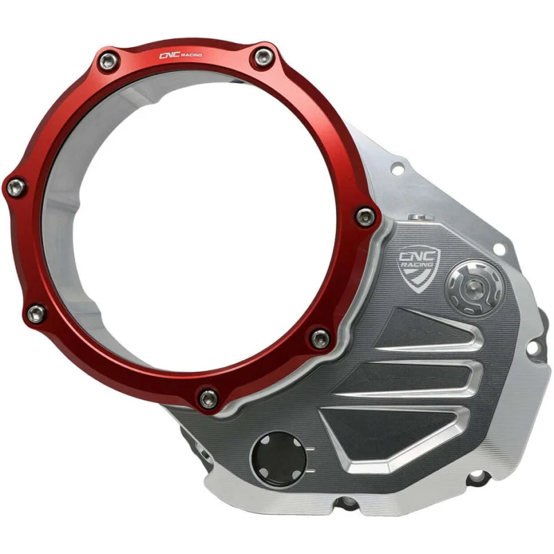 Carter trasparente CA502 per frizioni ad olio Ducati BICOLOR CNC Racing Argento Rosso Must-Have