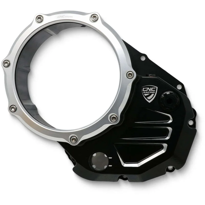 Saldi Carter trasparente CA502 per frizioni ad olio Ducati BICOLOR CNC Racing Nero Argento