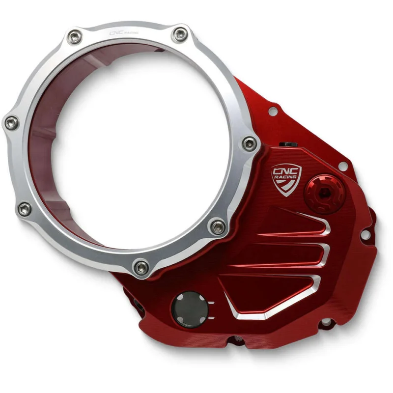 Offerta Speciale Carter Trasparente Frizioni ad Olio Ducati BICOLOR CNC Racing Rosso Argento