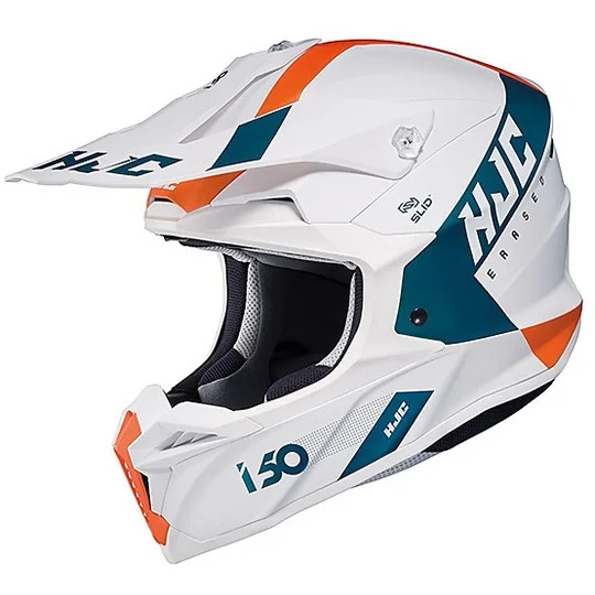 Casco Cross Enduro Moto HJC i50 ERASED MC47SF Bianco Arancio Blu Novità