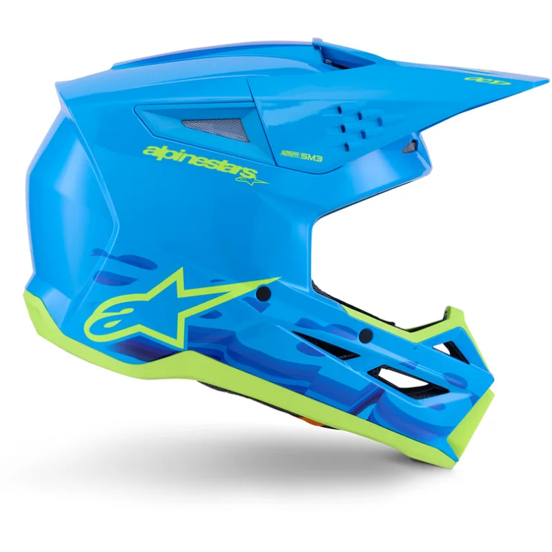 Casco da Ragazzo Moto Cross Enduro Alpinestars SM3 Force Ece06 ciano lucido A Buon Prezzo