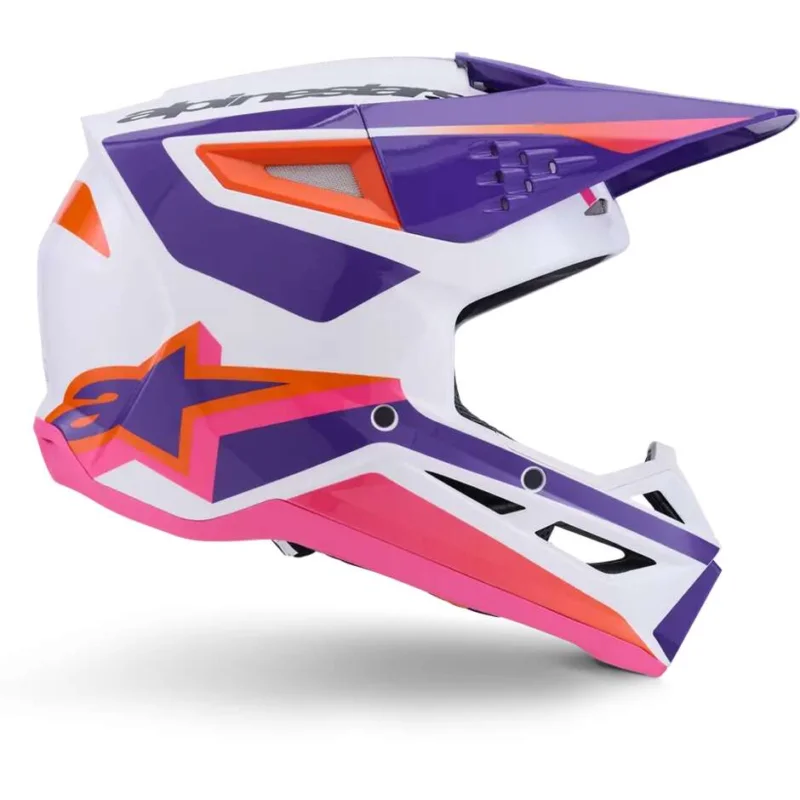 Solo Oggi Casco da Ragazzo Moto Cross Enduro Alpinestars SM3 Heat Ece06 bianco porpora rosa lucido