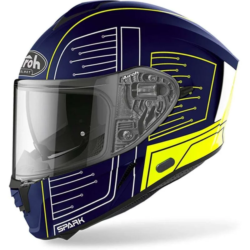 Casco Integrale Moto Doppia Visiera Airoh SPARK Cyrcuit Blu Opaco Compra Oggi Stesso