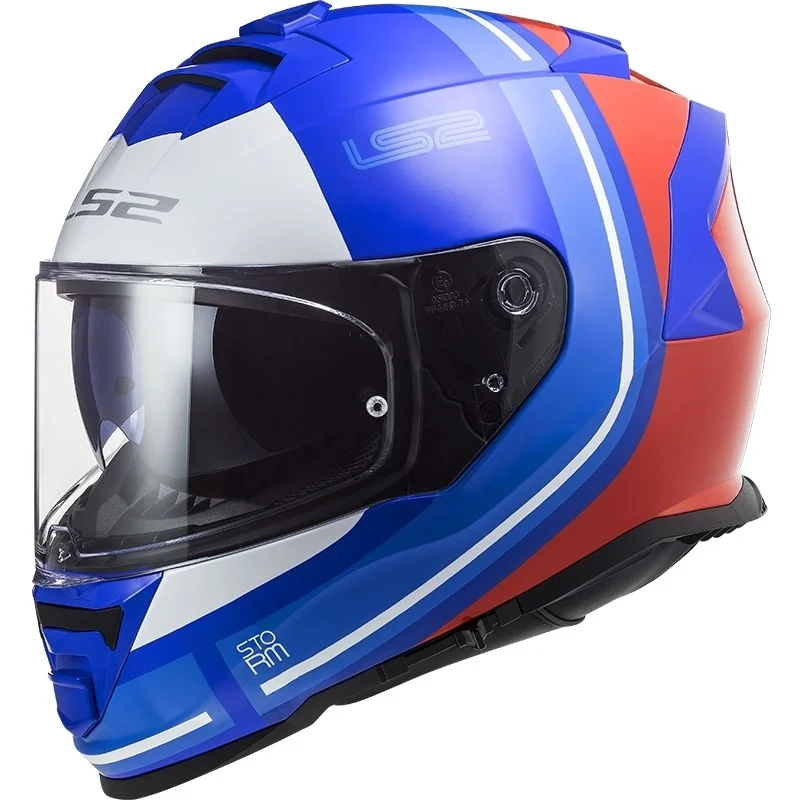 Saldi Casco Integrale Moto Doppia Visiera Ls2 FF800 Storm SLANT Blu Arancio Fluo