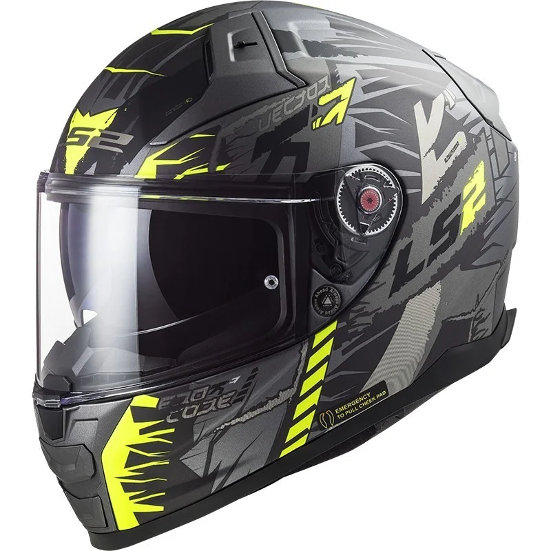 Casco Integrale Moto In HPFC Ls2 FF811 VECTOR II TechBot Titanio Opaco Giallo Fluo Miglior Prezzo