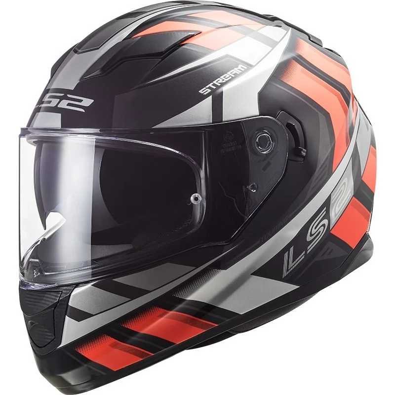 Casco Integrale Moto Ls2 FF320 STREAM EVO Loop Nero Arancio Fluo Consegna Rapida