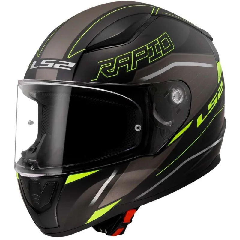 Subito Disponibile Casco Integrale Moto Ls2 FF353 RAPID 2 Rokku Nero Opaco Giallo Fluo