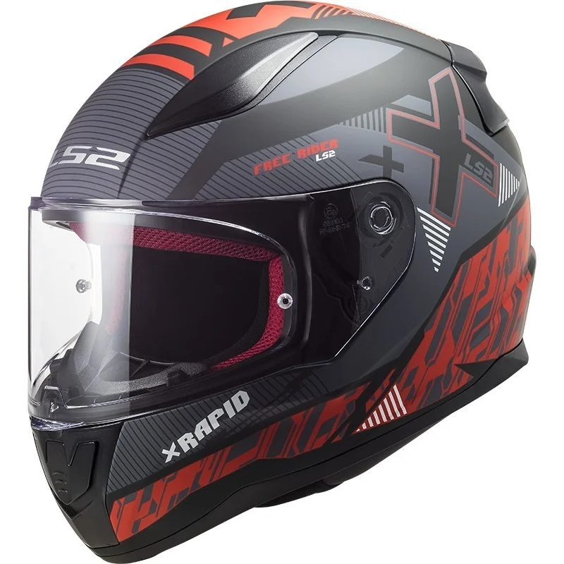 Casco Integrale Moto Ls2 FF353 RAPID Xtreet Nero Opaco Rosso Promozione