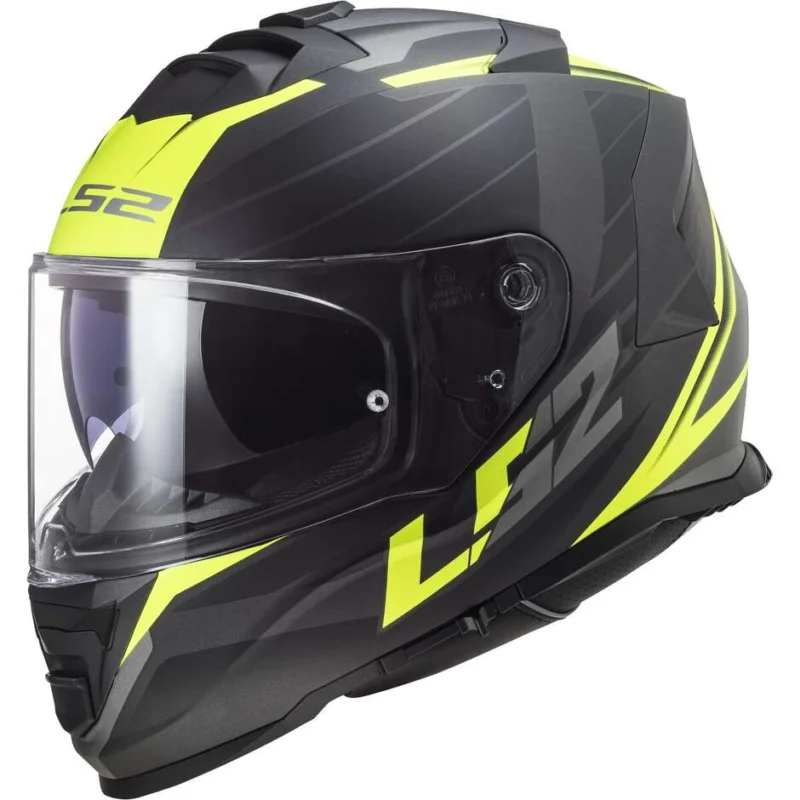 Spedizione Gratuita Casco Integrale Moto Ls2 FF800 STORM 2 NERVE Nero Opaco Giallo Fluo
