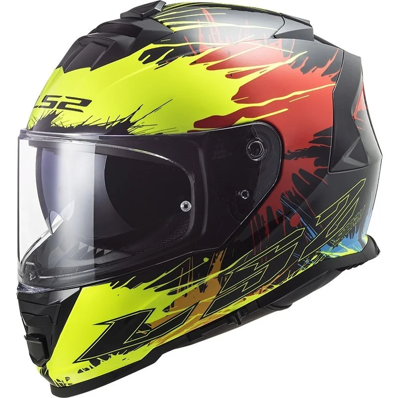 Casco Integrale Moto Ls2 FF800 STORM Drop Nero Giallo Rosso Più Venduto