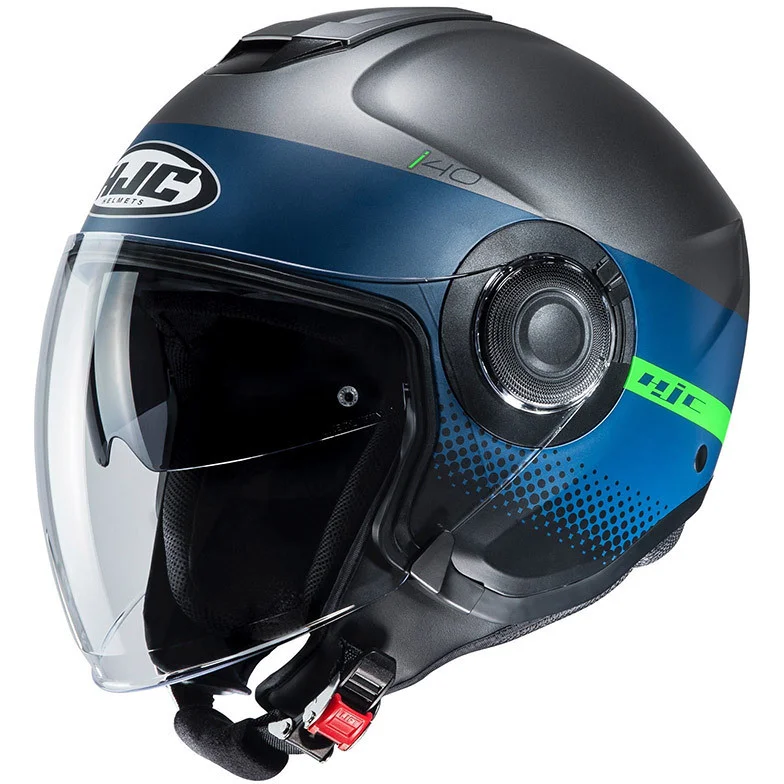 Casco Jet Doppia Visiera Moto HJC i40 UNOVA MC4HSF Grigio Blu Compra Oggi Stesso