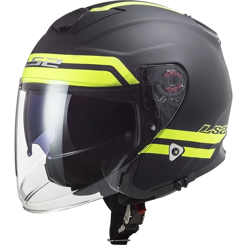 A Buon Prezzo Casco Jet in Fibra Moto Ls2 OF521 INFINITY Hyper Titanio Opaco Giallo Fluo