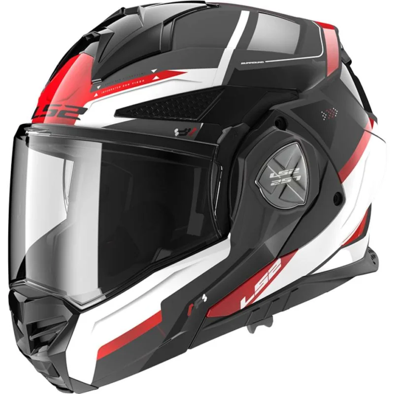 Professionale Casco Modulare In HPFC Omologato P/J Ls2 FF901 ADVANT X SPECTRUM Nero Bianco Rosso