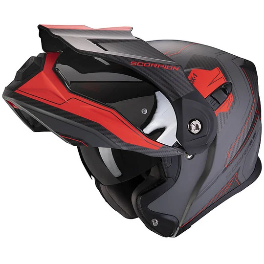 Casco Modulare Moto Adventure Scorpion ADX-1 TUCSON Grigio Opaco Rosso Saldi