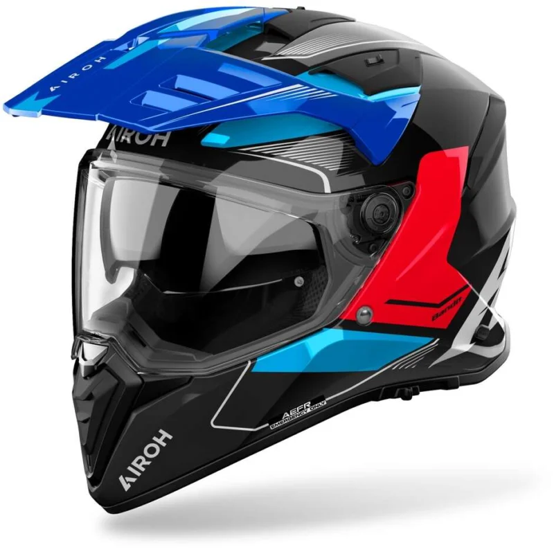 Economico Casco Moto Adventure Airoh BANDIT TUNE Blu Rosso Lucido