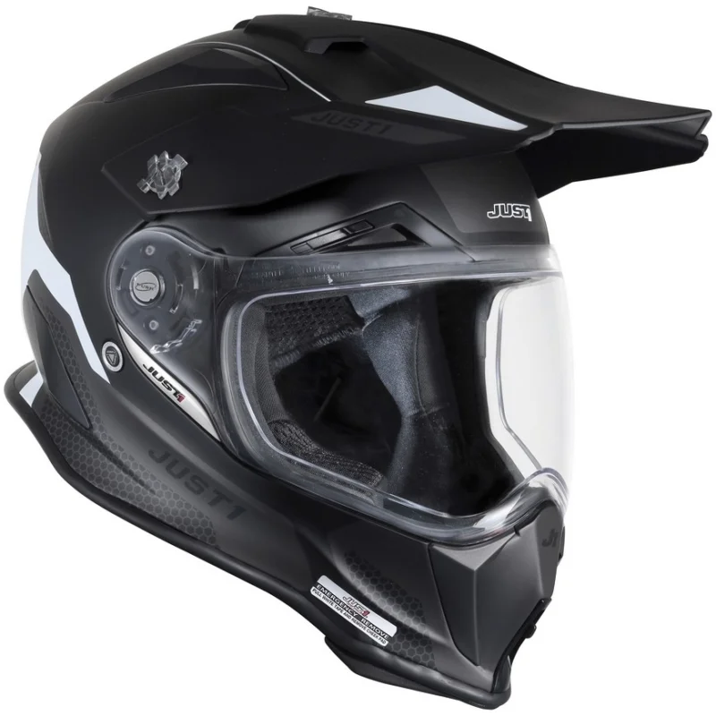 Promo Stagionale Casco Moto Adventure in Fibra Just1 J14-F ELITE Nero Bianco