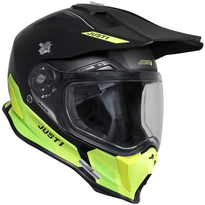 Compra Online Casco Moto Adventure in Fibra Just1 J14-F ELITE Nero Giallo Fluo