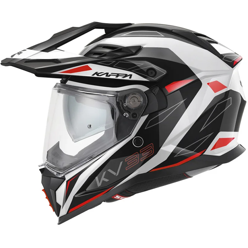 Casco Moto Adventure Kappa KV33 WIZARD Bianco Nero Rosso Professionale