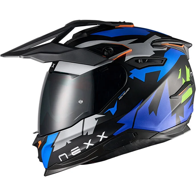 Nuovo Arrivo Casco Moto Adventure Nexx V.Traveler PRIMAL Nero Blu Neon