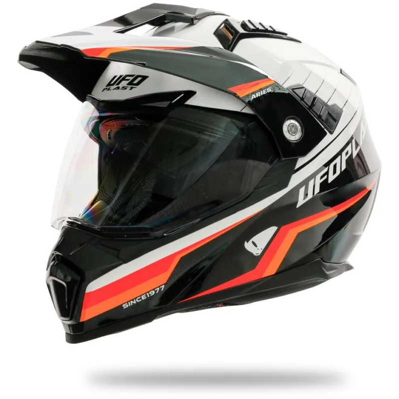 Casco Moto Adventure Off-Road Ufo ARIES Bianco nero Compra Oggi Stesso