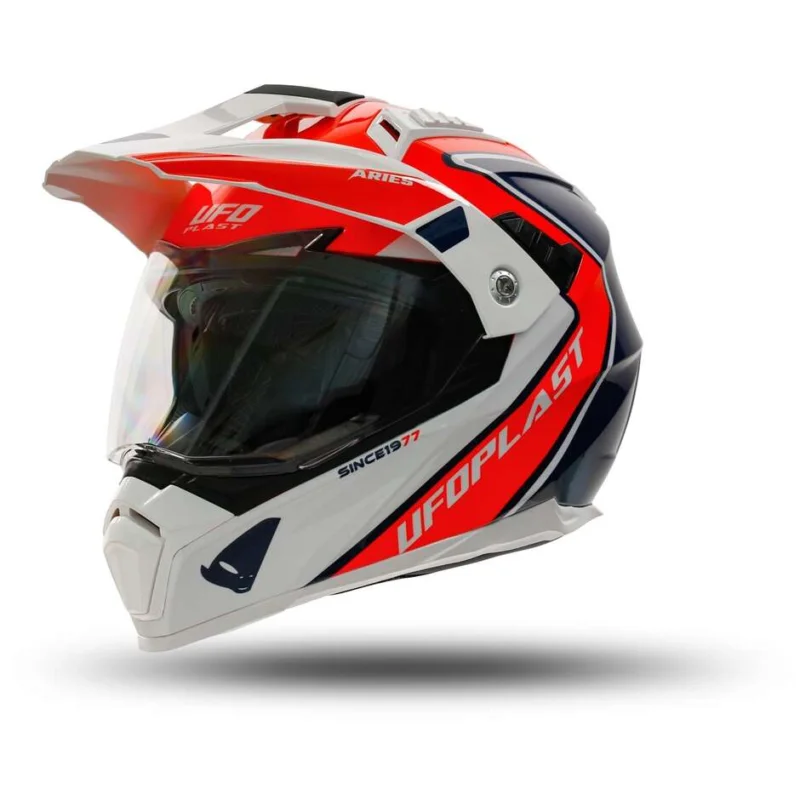 Sconto Casco Moto Adventure Off-Road Ufo ARIES Rosso Blu