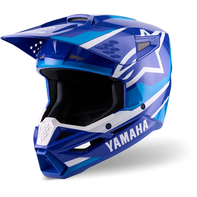 Casco Moto Alpinestars YAMAHA S-M3 ECE06 Blu Bianco Lucido Di Tendenza