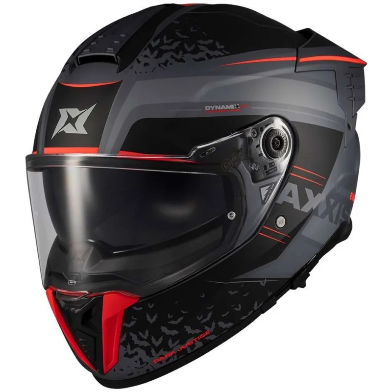 Popolare Casco Moto Axxis Integrale ff122sv Hawk Evo Sv Dark Justice C1 Nero Rosso