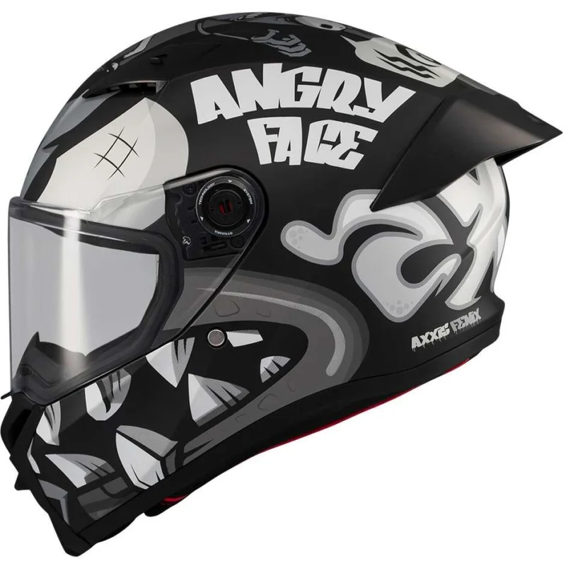 Casco Moto Axxis Integrale ff132 Fenix Angry Face B2 NEro Bianco Acquista Ora