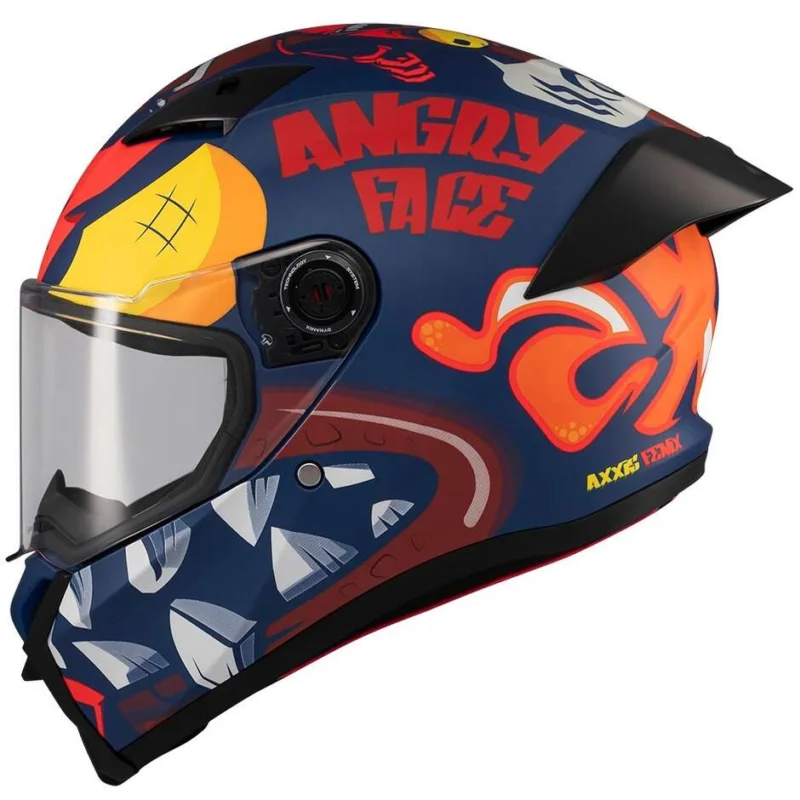 A Buon Prezzo Casco Moto Axxis Integrale ff132 Fenix Angry Face C5 Arancio Blu