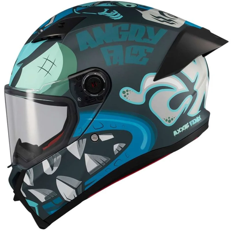 Direttamente Dal Produttore Casco Moto Axxis Integrale ff132 Fenix Angry Face C7 Azzurro
