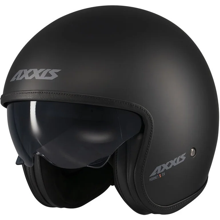 Casco Moto Axxis Jet of507 Hornet S Sv Solid A1 Nero Opaco Saldi