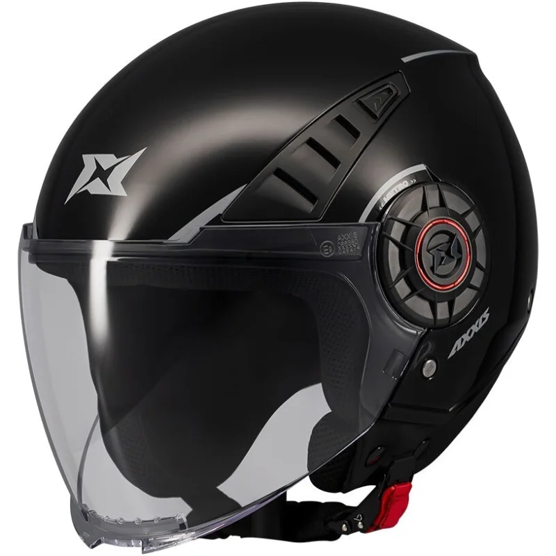 Casco Moto Axxis Jet of513b Metro S V2 Solid A1 Nero Lucido Must-Have
