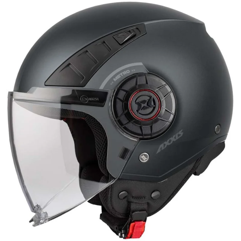 Non Perdere Casco Moto Axxis Jet of513b Metro S V2 Solid A2 Titanio Opaco