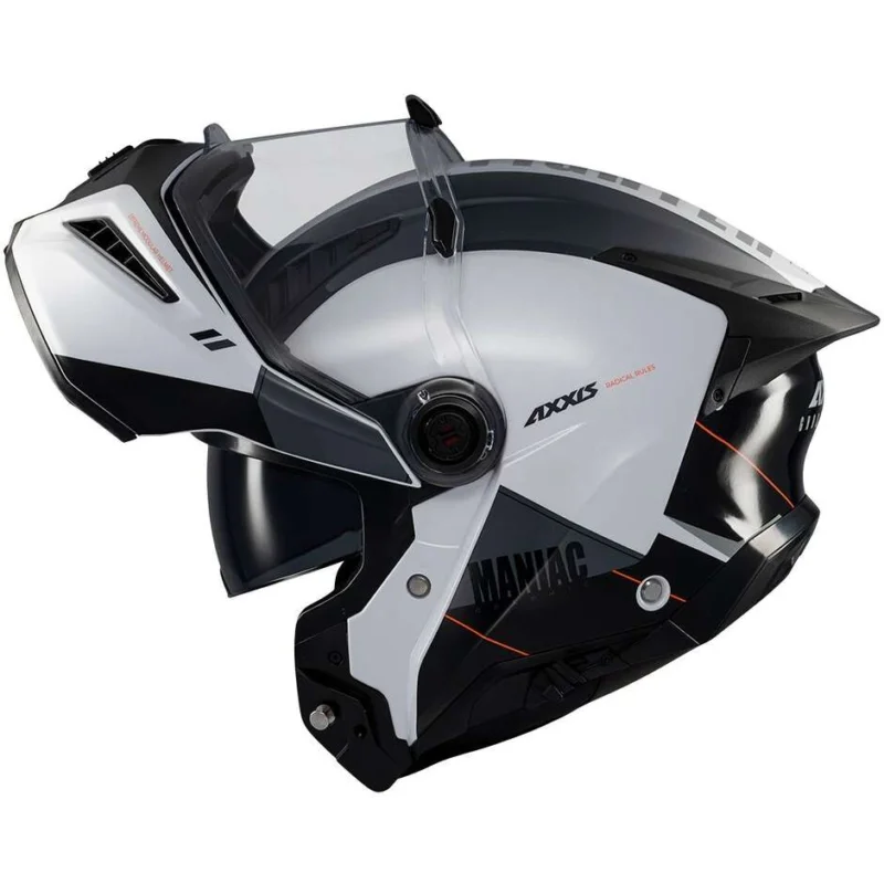 Casco Moto Axxis Modulare fu409 SV Ghostfighter Maniac A2 Bianco Nero Professionale