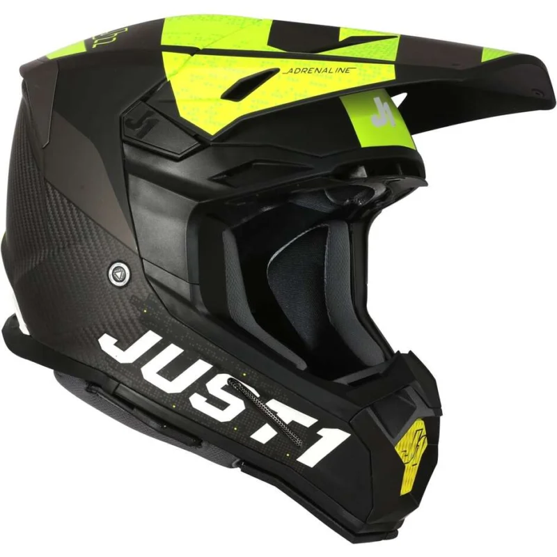 Sconto Casco Moto Bambino Cross Enduro Just1 J22 Youth Adrenaline Nero Fluo Giallo Carbonio Opaco 22.06