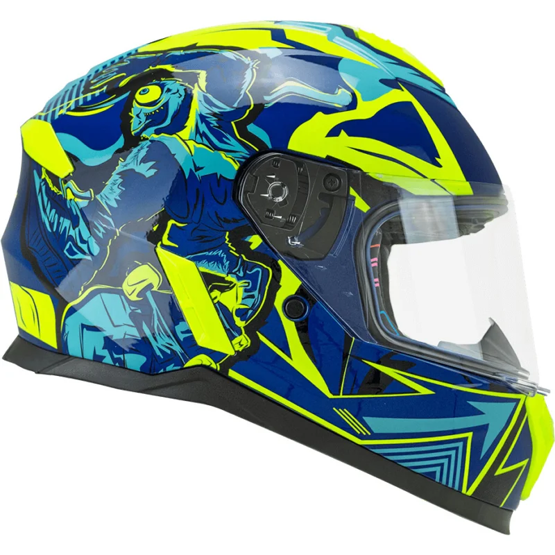 Casco Moto Bambino Integrale CGM 265X MICRO MONSTER Blu Giallo fluo Prezzo Conveniente