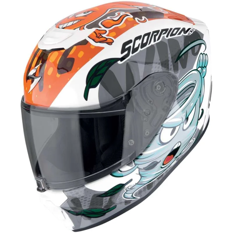 Casco Moto Bambino Integrale Scorpion EXO-JNR AIR The4elements Bianco Blu Arancione Affare