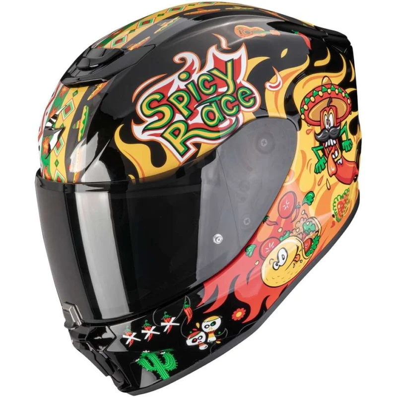 Casco Moto Bambino Integrale Scorpion EXO-JNR AIR YUCATAN Nero Giallo Rosso Vendita Finale