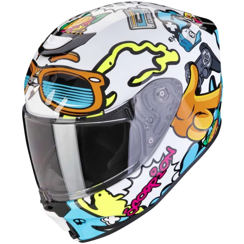 Casco Moto Bambino Integrale Scorpion EXO-JNR FUN Bianco Blu Affare