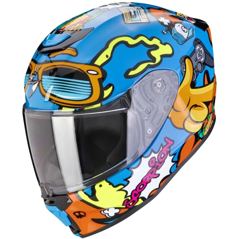 Prezzo Di Fabbrica Casco Moto Bambino Integrale Scorpion EXO-JNR FUN Blu Arancia