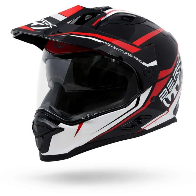 Affare Casco Moto Berik Doppia Visiera MX313 Adventure Pro Nero Rosso