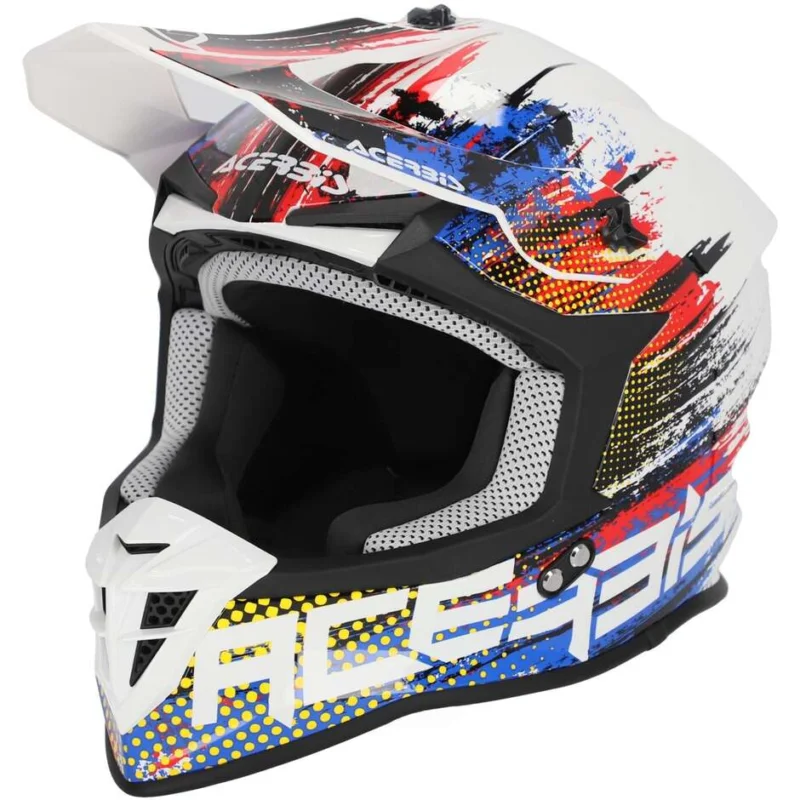 Offerta Casco Moto Cross Acerbis LINEAR 2206 Bianco Blu Rosso