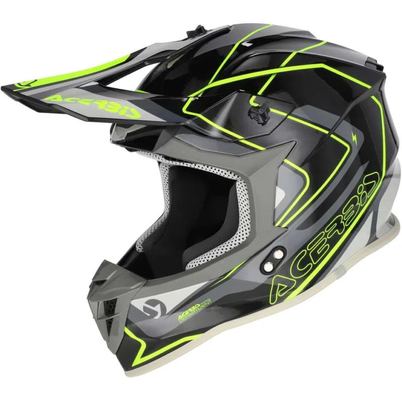 Casco Moto Cross Acerbis LINEAR 2206 Nero Giallo Fluo Pagamento Sicuro