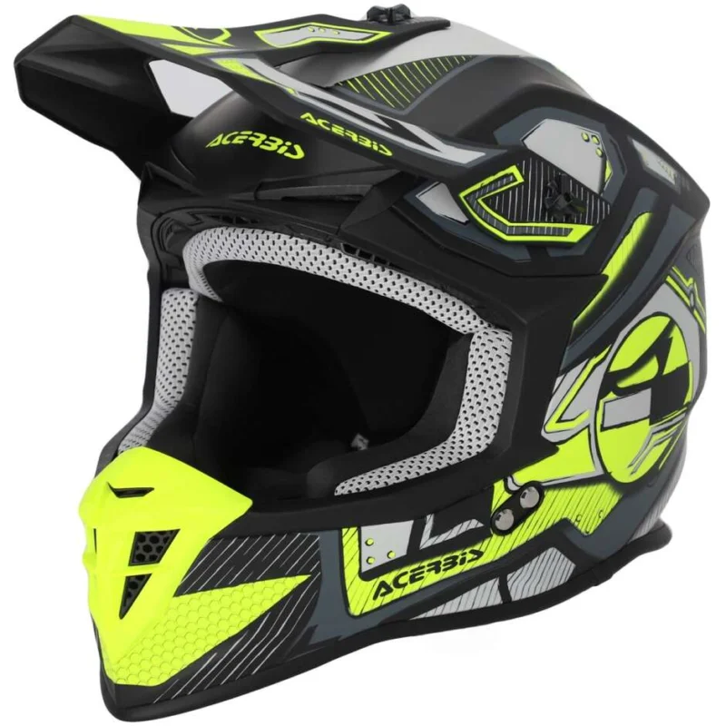 Subito Disponibile Casco Moto Cross Acerbis LINEAR 2206 Nero Giallo Fluo