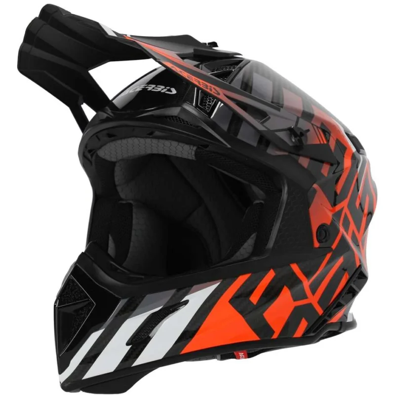 Casco Moto Cross Acerbis STEEL CARBON 2206 Nero Arancio Fluo Spedizione Gratuita