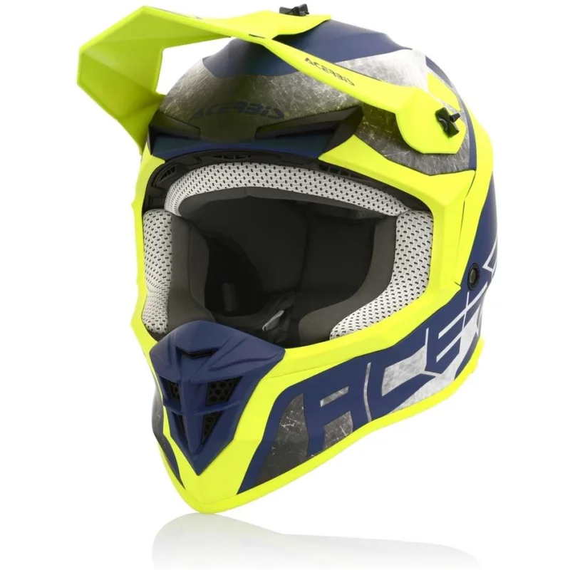 Casco Moto Cross Enduro Acerbis LINEAR Giallo Blu Opaco Compra Oggi Stesso