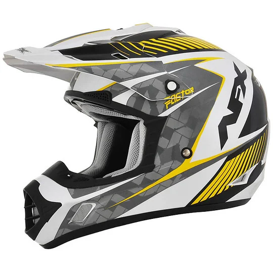 Casco Moto Cross Enduro Afx FX-17 Factor Bianco Perlato Giallo Reso Gratuito