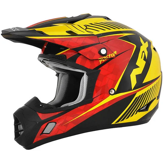Casco Moto Cross Enduro Afx FX-17 Factor Complex Nero Rosso Giallo Consegna Rapida