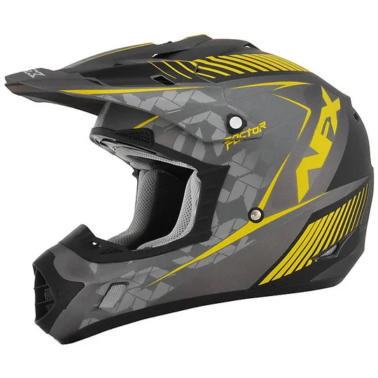 Casco Moto Cross Enduro Afx FX-17 Factor Frost Grey Giallo Economico