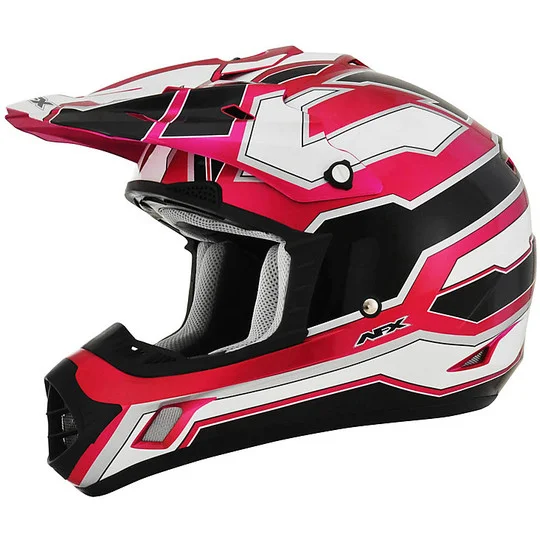 Casco Moto Cross Enduro Afx FX-17 Works Bianco Nero Fucsia Affare